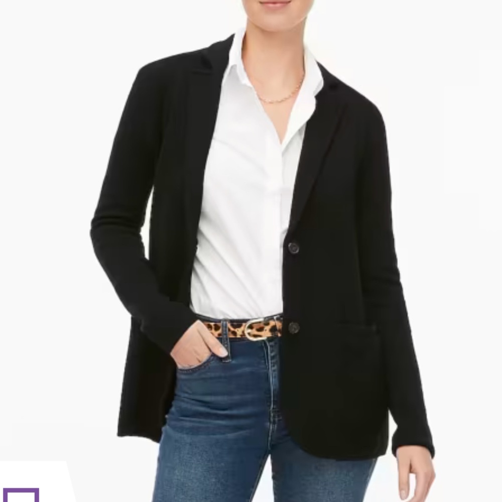 J Crew Factory Black 2 button Sweater Blazer Size S